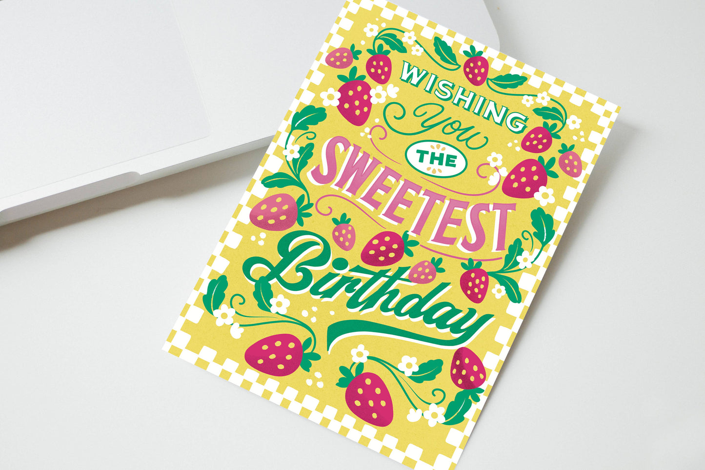 Strawberry Birthday Card - Wishing You the Sweetest Birthday