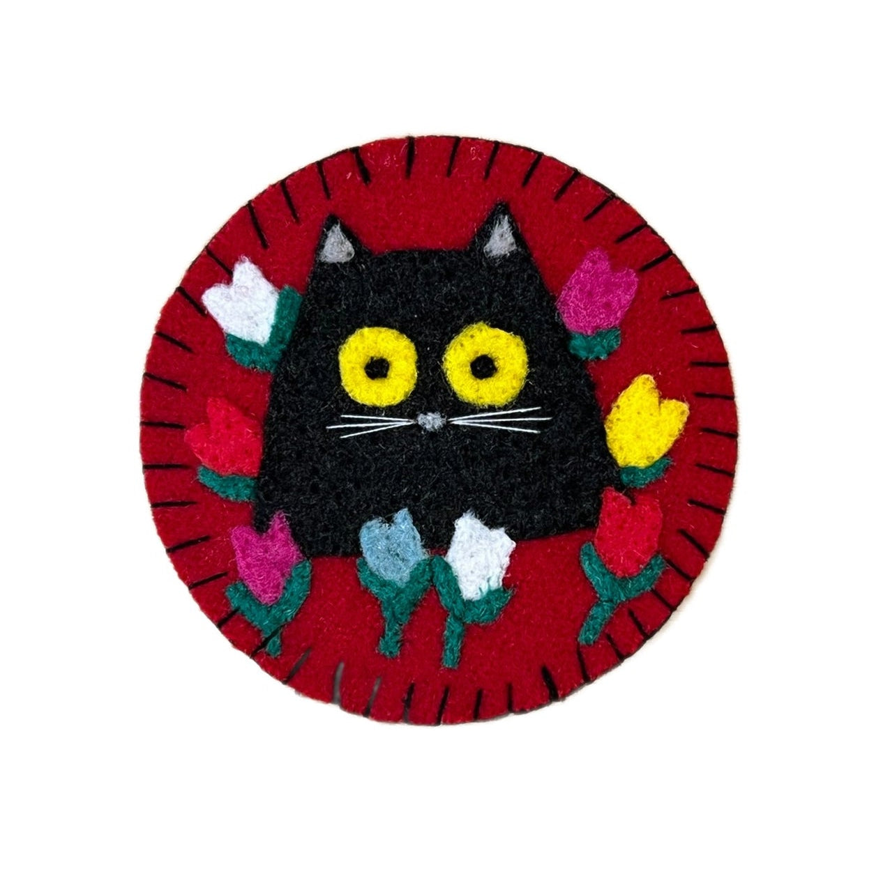 Coaster Sewing & Felt Kit—Maud Lewis Inspired Cats & Tulips