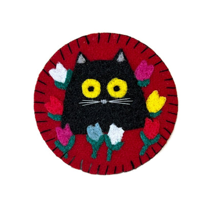 Coaster Sewing & Felt Kit—Maud Lewis Inspired Cats & Tulips