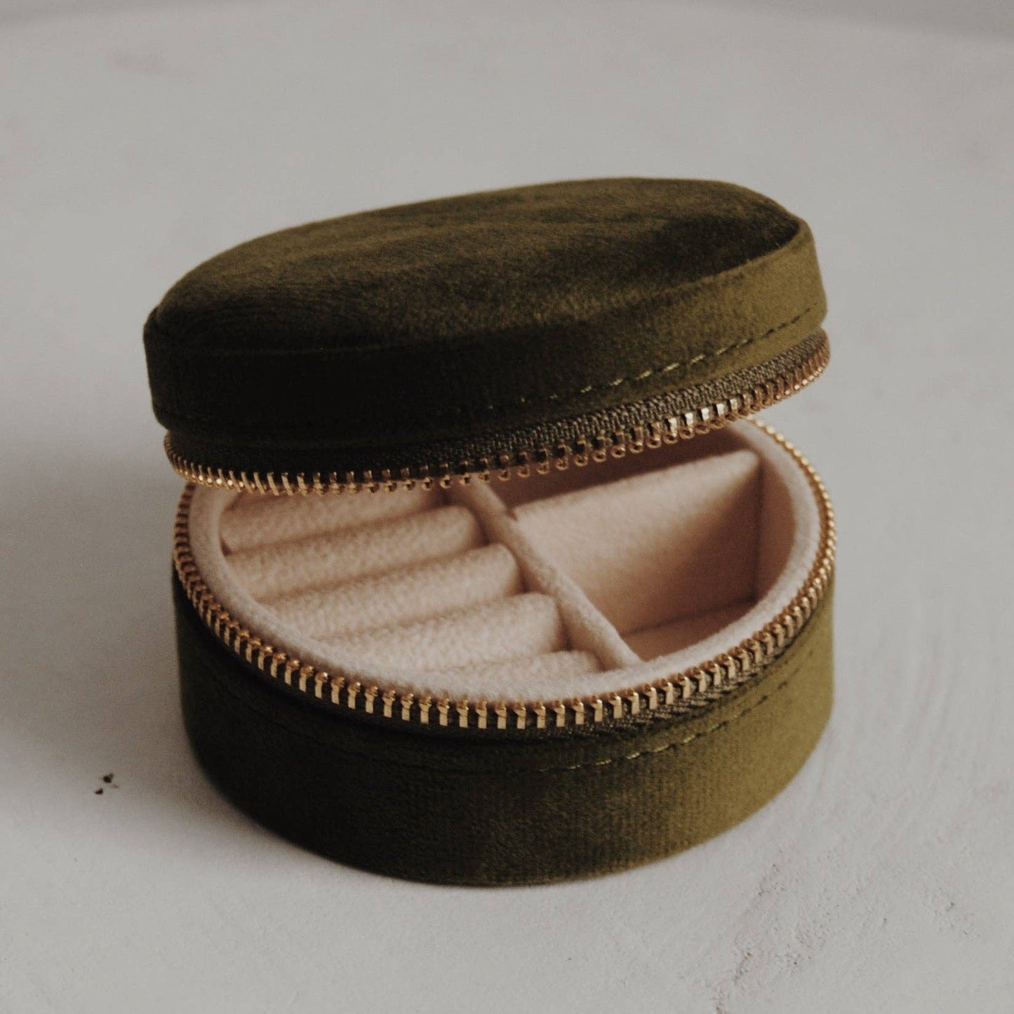 Circular Travel Jewelry Box in Forest