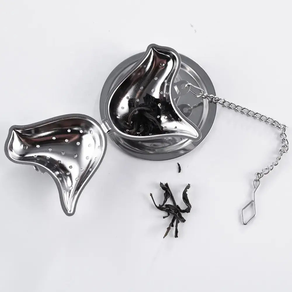 Bird-Shaped Stainless Steel Tea Infuser with Drip Tray: Silver