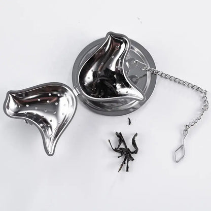 Bird-Shaped Stainless Steel Tea Infuser with Drip Tray: Silver