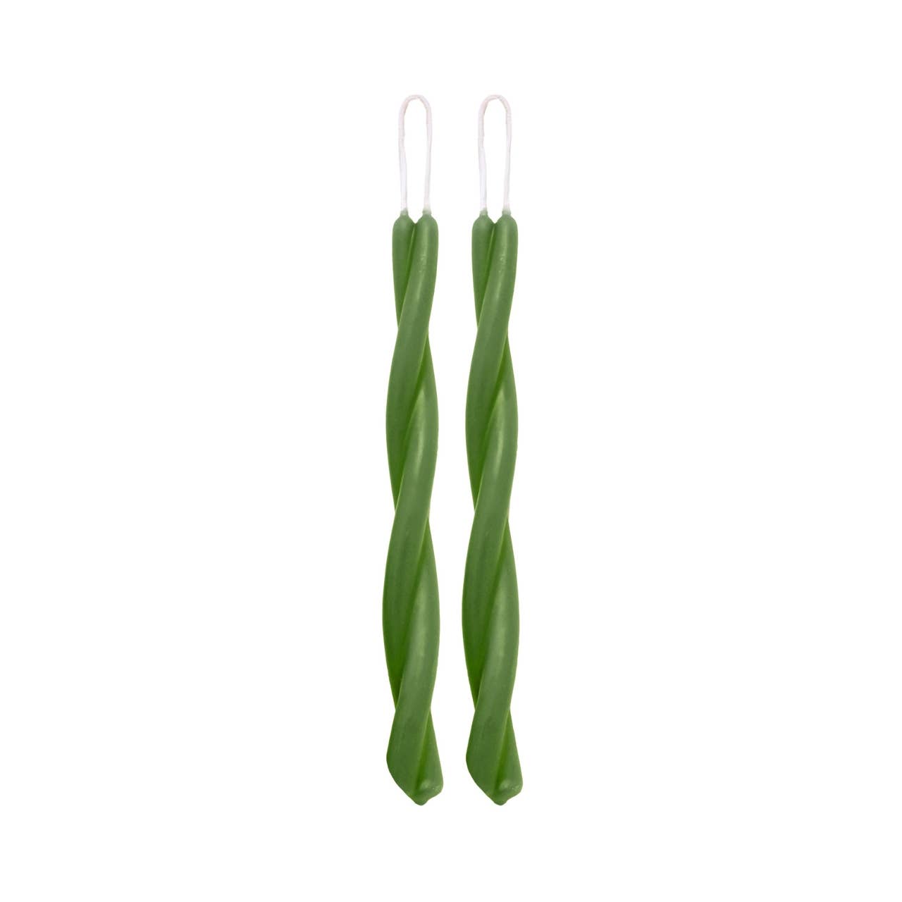 Moss—Set of 2 Twisted Taper Candles 100% Pure Beeswax