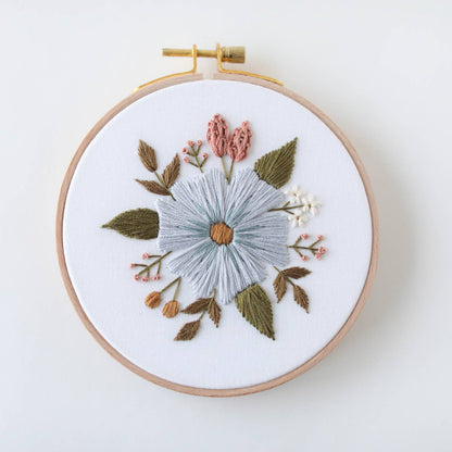 5" Beginner Floral Embroider Kit—Periwinkle Blooms