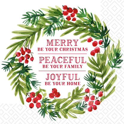 Merry Peaceful Joyful Cocktail Napkin