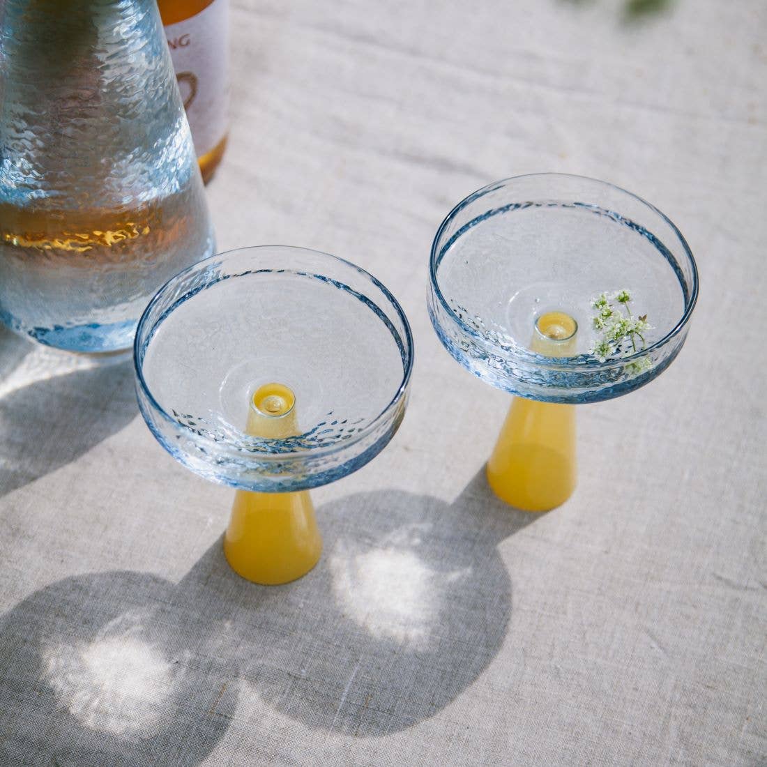 Blue & Topaz Champagne Coupe Claude—set of 2