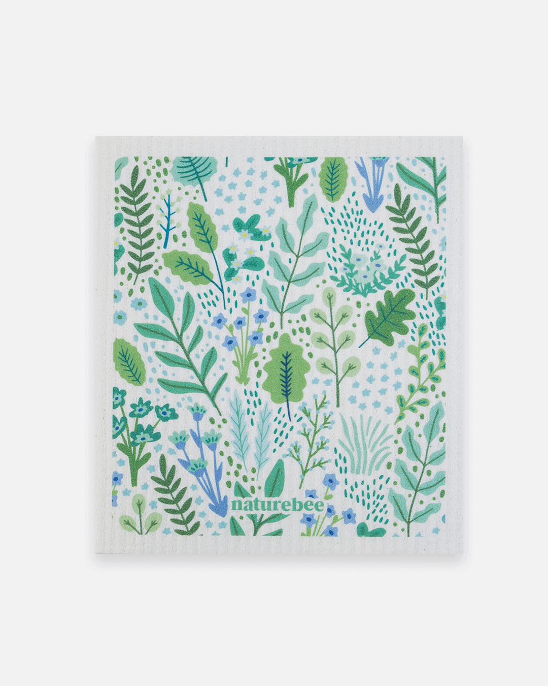 Green Floral Swedish Sponge Dishcloth