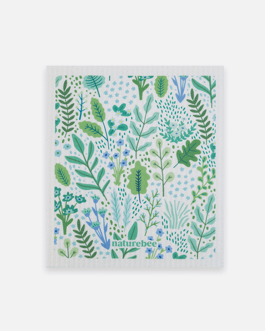 Green Floral Swedish Sponge Dishcloth