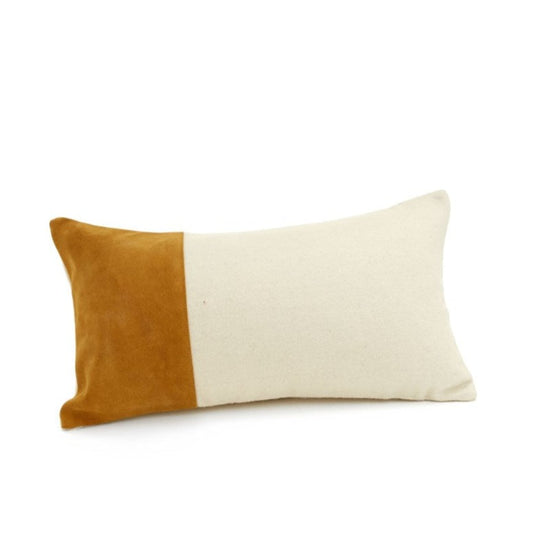 Suede and Felted Lumbar Pillow