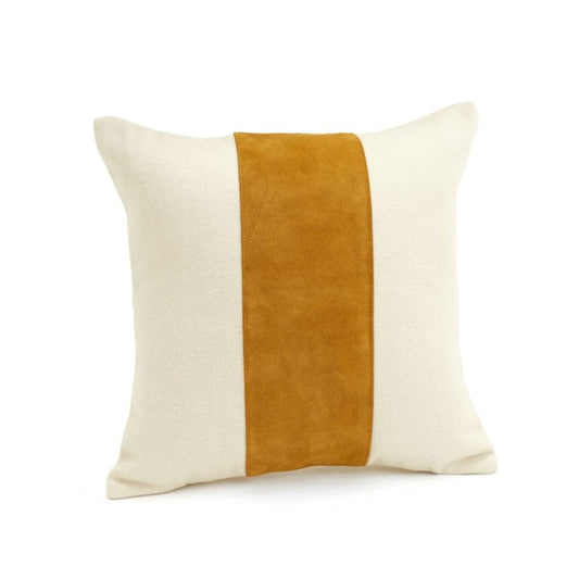 Suede and Felted Throw Pillow