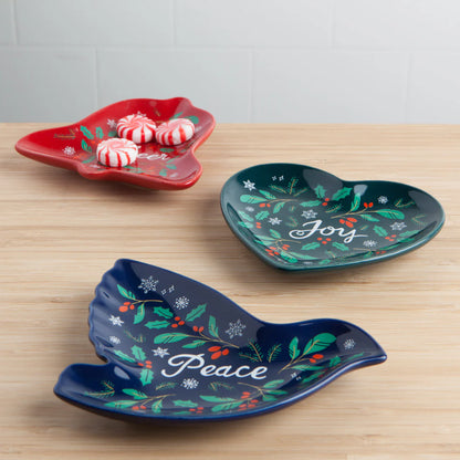 Peace & Joy Shaped Dishes—Set of 3