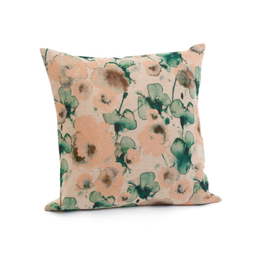 Blush Pink and Green Chambray Cushion