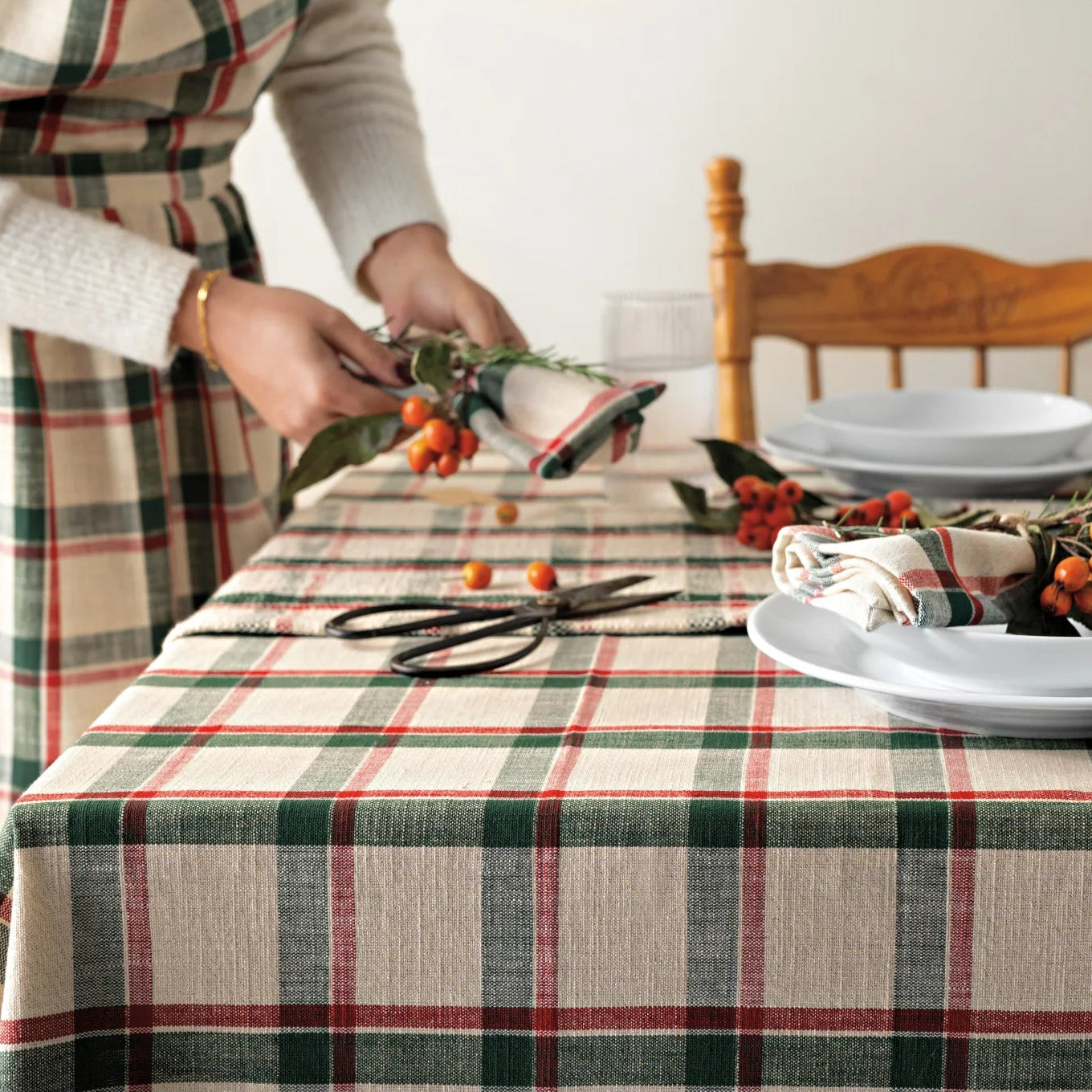 Noel Plaid Christmas Tablecloth—60x120 inches