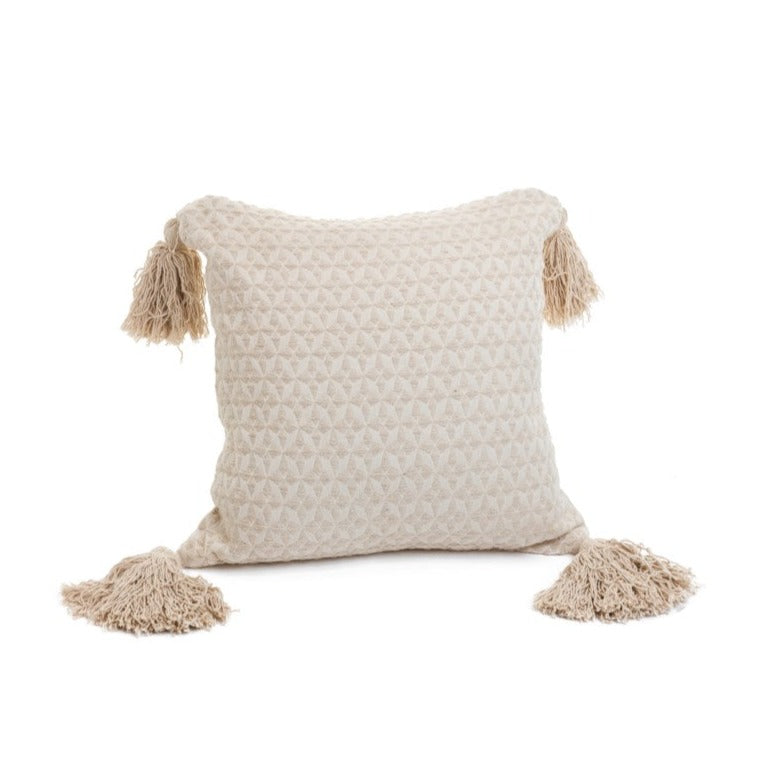 Geometric Patterned Cushion with Tassels