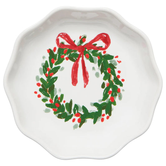 Wreath Trinket Dish—White